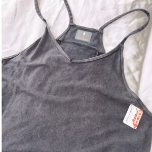 NWT FP Movement Free People Jumpsuit Charcoal Sleeveless Pocket Back Zip Size M